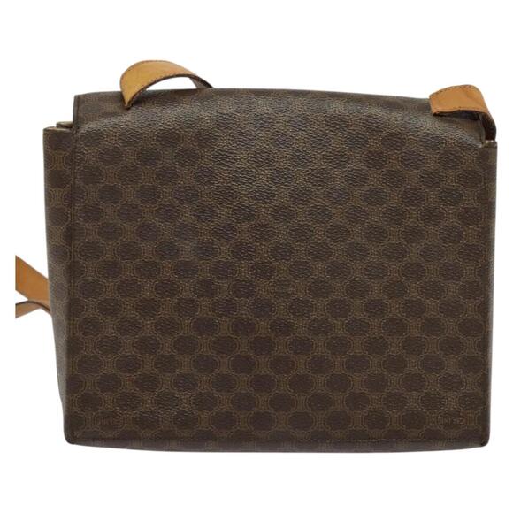 CELINE Macadam Canvas Circle Shoulder Bag Pvc Leather Brown Gold - Picture 3 of 13